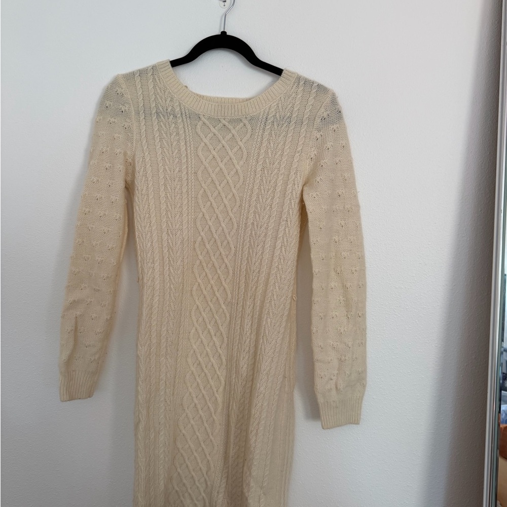 H&M Cream Long Sleeve Knit Dress